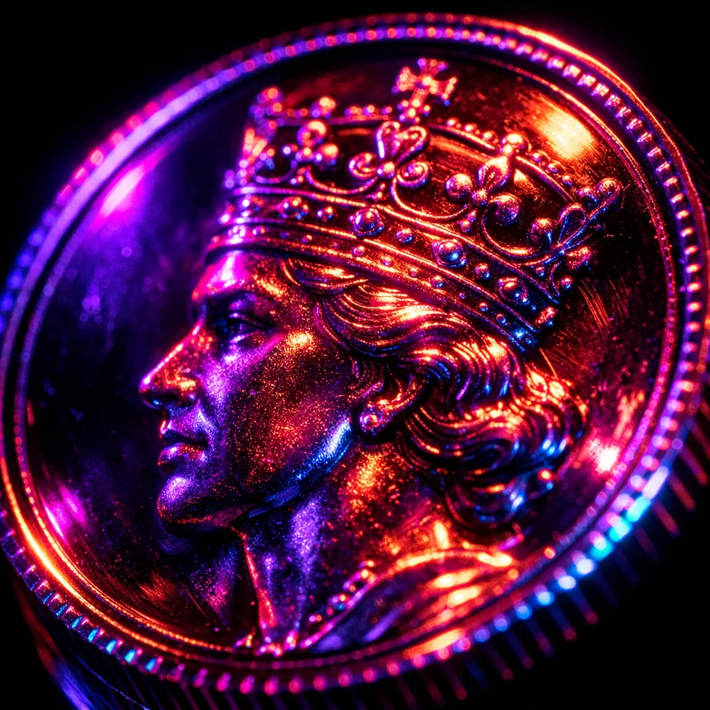 Gouden munten die neerdalen in neonlicht bij een casinobonus